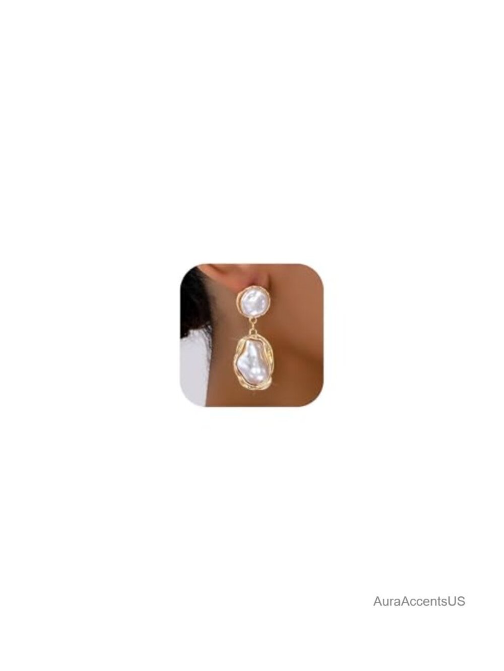 Gold Plated Dangle Baroque Pearl Earrings Womens Chunky Statement Jewelry